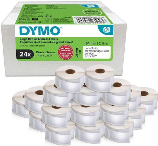 Dymo 500 Self-Adhesive Labels on Roll 25x54mm 24 Pieces