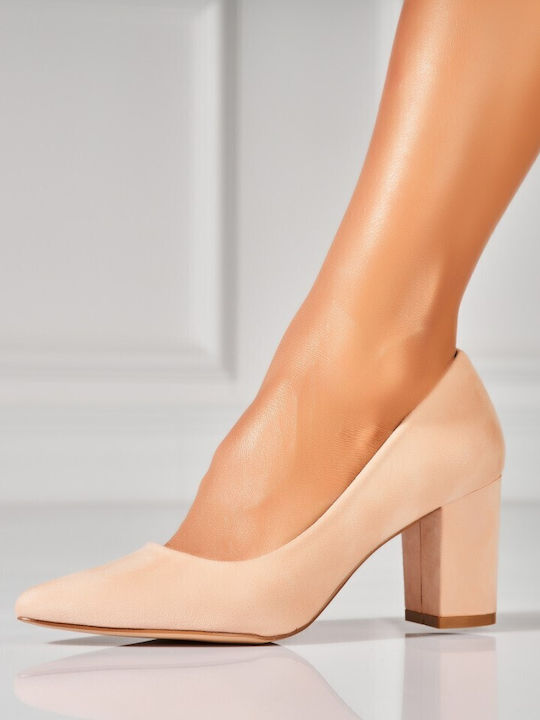 Pantofi Cu Toc De Catifea Cu Toc Mediu Roze