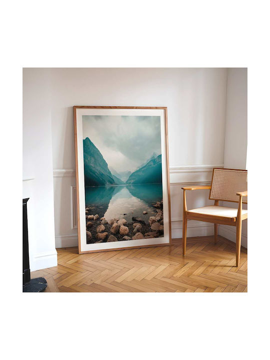 Poster Lake Pst25111 40cm X 50cm Brown Wooden F...