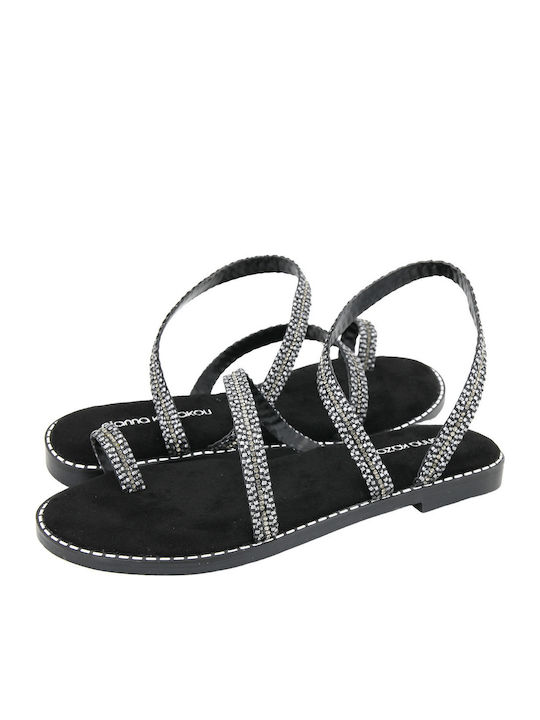 Nizhel Leather Women's Flat Sandals Black