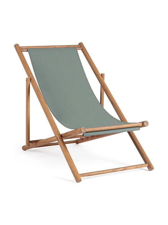 Deckchair Wooden with Green Fabric 68x106x76cm