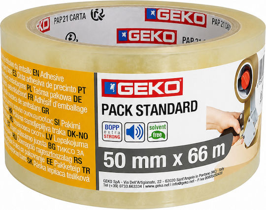 Geko Packaging Tape 50mm x 66m Transparent
