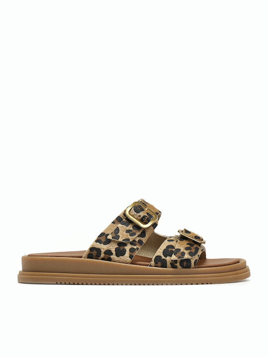 Leather Women's Flat Sandals 1809NK-Leopard