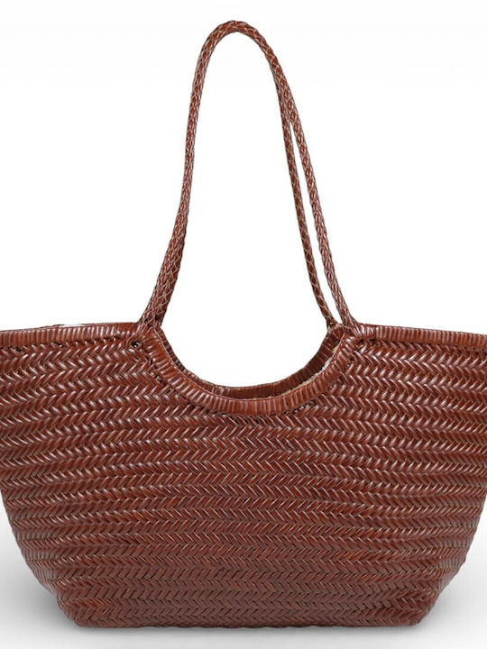 Leather Women's Shoulder Shopper Bag Brown