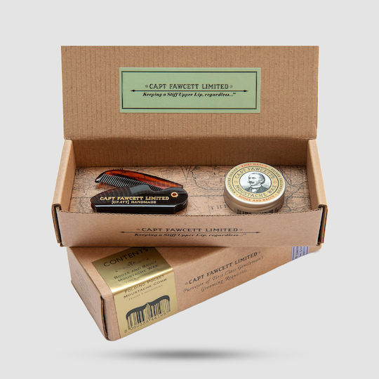 Grooming Set Captain Fawcett Wax Booze & Baccy 15ml Mustache Comb