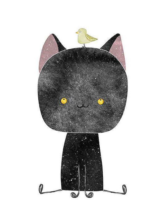 Kids Poster Little Cat With A Bird 50x40cm