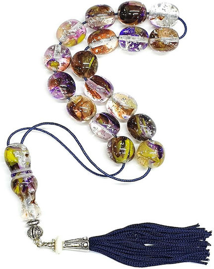 Roloi Komboloi Worry Beads with 17 Beads Made of Resin Length 35cm Multicolour