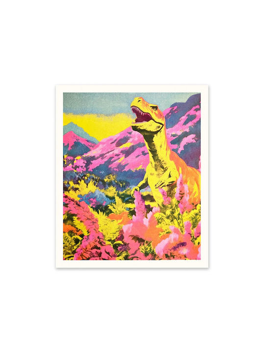 Midcentury T-rex Riso Print Poster 30x25cm By Ohh Deer Ohh Deer
