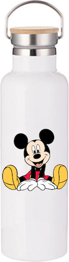 Thermos Bottle Mickey Mouse 750ml Bamboo White