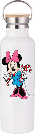 Photoretous Thermosflasche Mickey Mouse 750ml Bambus Weiß