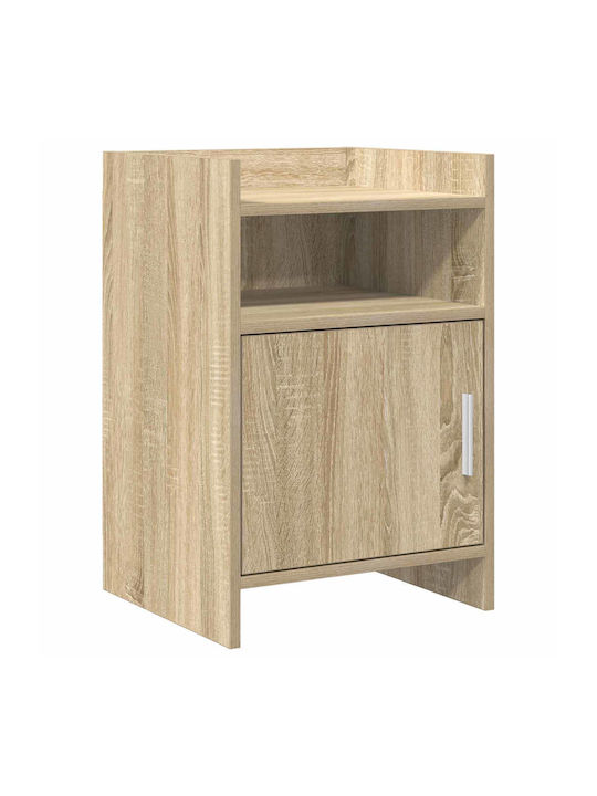 Metal Bedside Table with Beige Glass Surface 40...