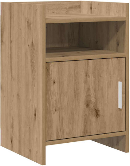 Metal Bedside Table with Brown Glass Surface 40x36x60cm