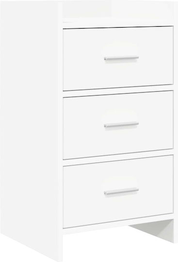 Metal Bedside Table with White Glass Surface 40x36x70cm