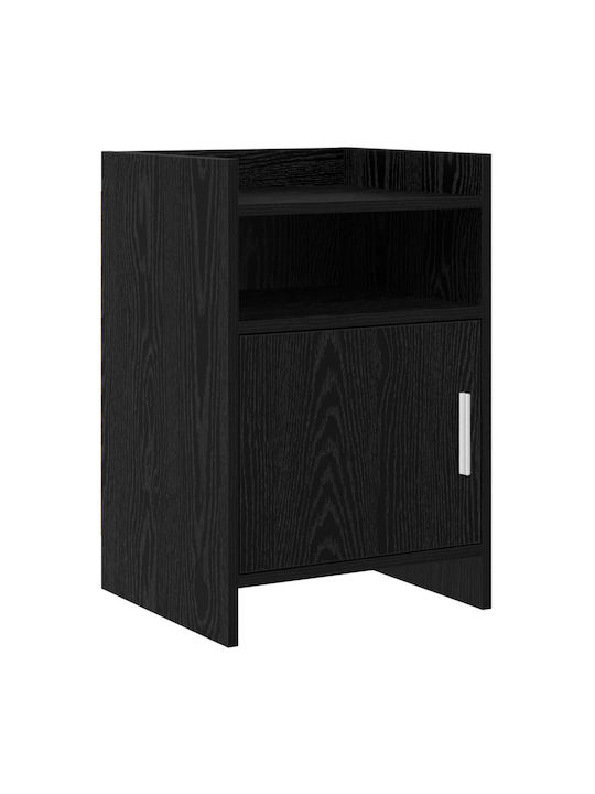 Metal Bedside Table With Black Glass Surface 40x36x60cm