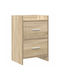 Wooden Bedside Table with Metal Legs Beige 40x30x60cm