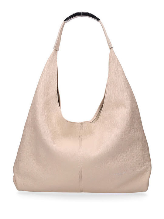 Leather Women's Shoulder Bag Beige