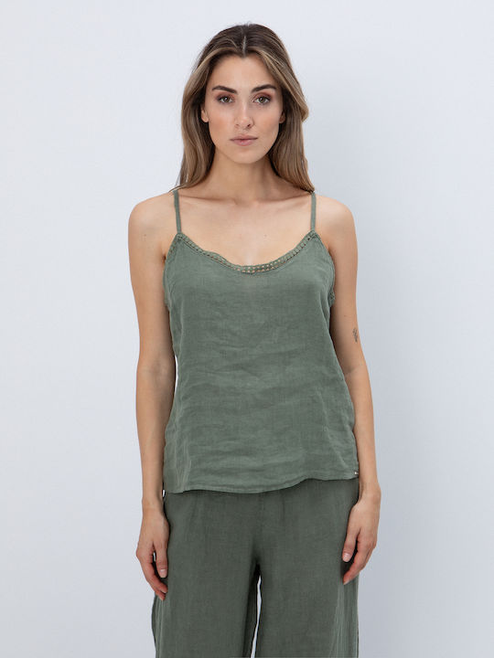 Toi&Moi Women's Summer Linen Blouse Khaki