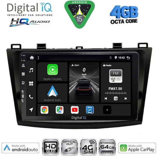 Digital IQ Ηχοσύστημα Αυτοκινήτου για Mazda 3 2009-2014 (Bluetooth/USB/WiFi/GPS/Apple-Carplay/Android-Auto) με Οθόνη Αφής 9"
