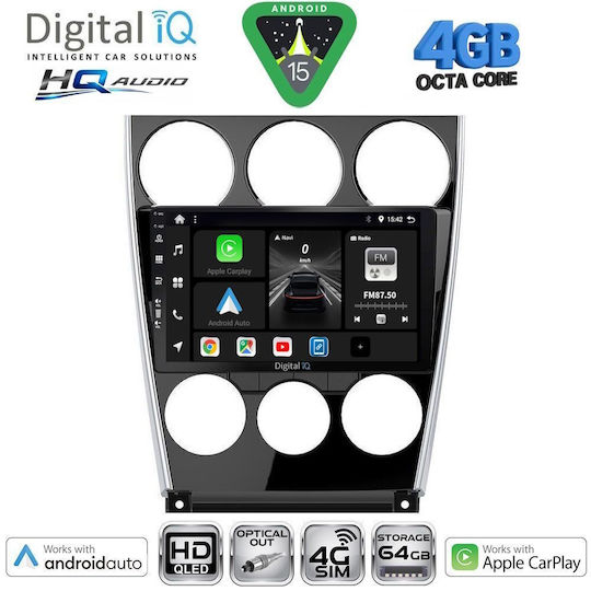 Digital IQ Car Audio System for Mazda 6 2005-2008 (Bluetooth/USB/WiFi/GPS/Apple CarPlay/Android Auto) with 9" Touch Screen