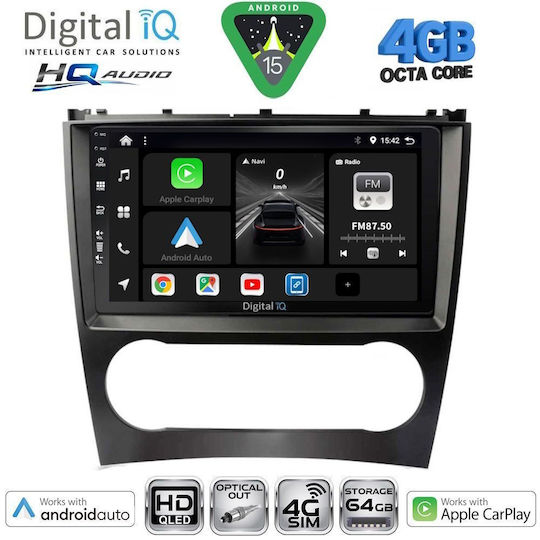 Digital IQ Car Audio System for Mercedes-Benz CLK Class 2004-2008 (Bluetooth/USB/WiFi/GPS/Apple CarPlay/Android Auto) with 9" Touch Screen