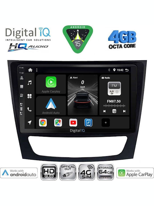 Digital IQ Auto-Audiosystem für Mercedes-Benz E Klasse / CLS Klasse 2003-2009 Bluetooth USB Eingebautes Wi-Fi GPS Apple CarPlay Android Auto mit 9 Zoll Touchscreen