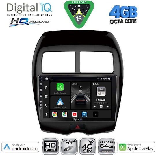 Digital IQ Car Audio System for Peugeot 4008 Mitsubishi Asx 2009 with Touch Screen 10" Digital IQ BXK 19430 CPAA Bluetooth USB WiFi GPS Apple CarPlay Android Auto