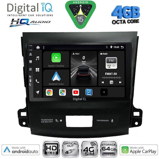 Digital IQ Car Audio System for Peugeot 4007 Mitsubishi Outlander Citroen C-Crosser 2006-2012 (Bluetooth/USB/WiFi/GPS/Apple CarPlay/Android Auto) with 9" Touch Screen