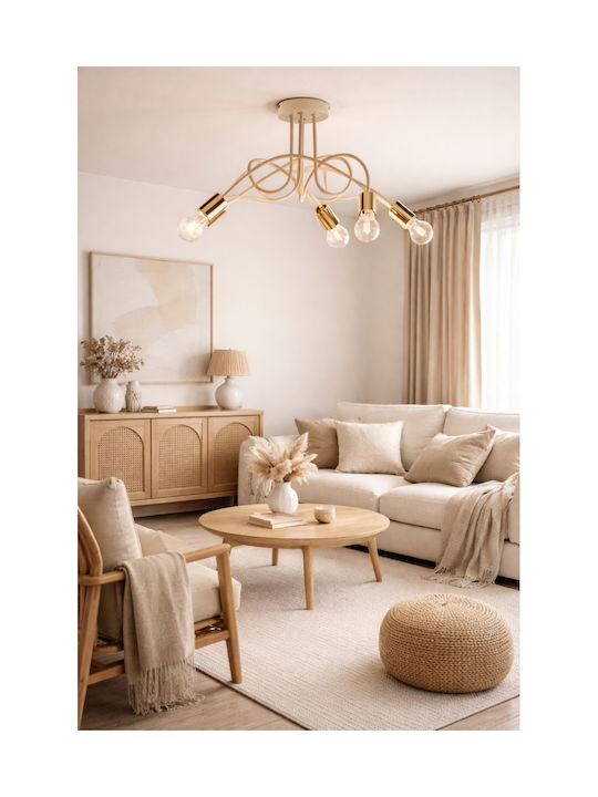 HowHomely Beige Pendant Ceiling Light for 5 E27 Bulbs