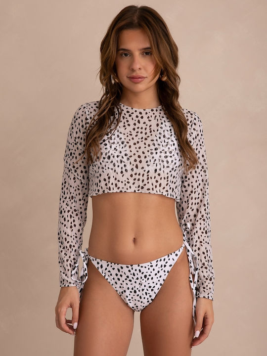 Set Bikini Semi-transparent Top Größe XL Weiß