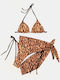 Set Bikini Triangel Pareo Tiger Größe M Braun