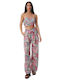 Ροζ Σετ Παντελόνα Strapless Τοπ Φλοράλ Prints