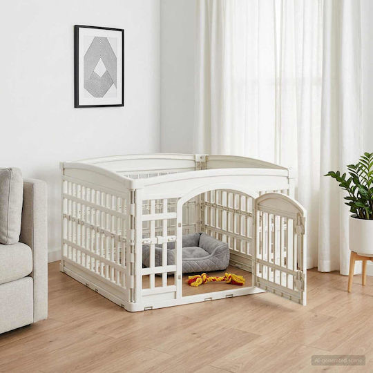vidaXL Parc Pentru Câini Din Plastic Alb 91 x 91 x 58 cm