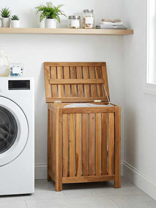 vidaXL Σετ Καλάθια Απλύτων Ξύλινα με Καπάκι 50x35x60cm Καφέ