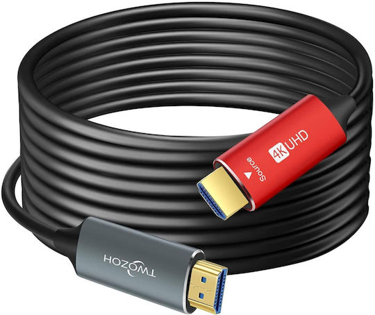 Кабел Hdmi Оптични Влакна Twozoh 50 M 4k 60 Hz 18 Gbps