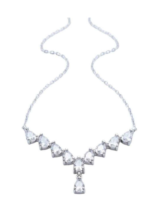 Gatsa Necklace From 9 K White Gold With Zircon