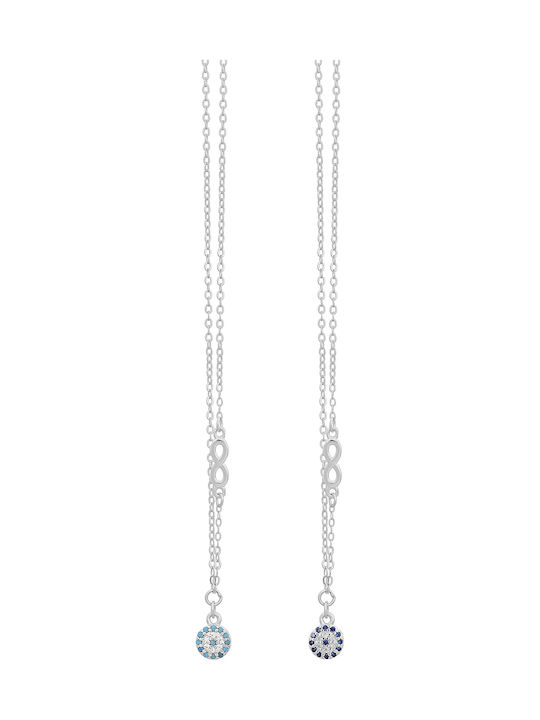 Prince Silvero Double Infinity Necklace Made of Silver with Zircon