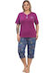 Asel Summer Women's Pajama Set Burgundy