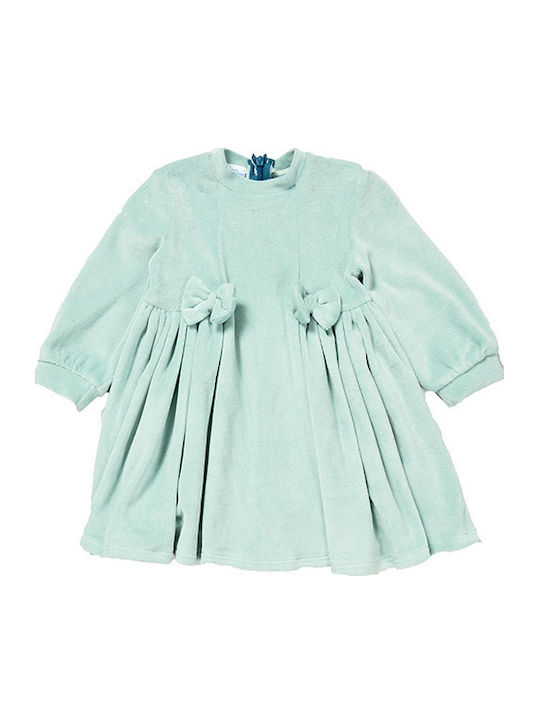 Mädchenkleid Samt Pistazie