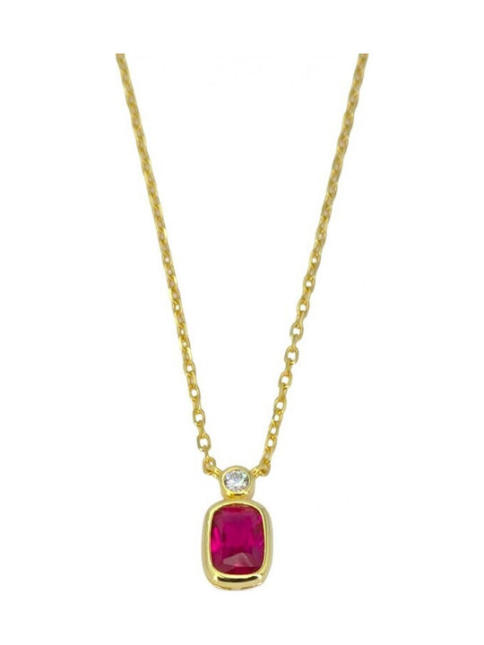 Necklace from Gold Plated Silver with Zircon