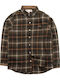 Kids Checked Short-Sleeved Brown Shirt