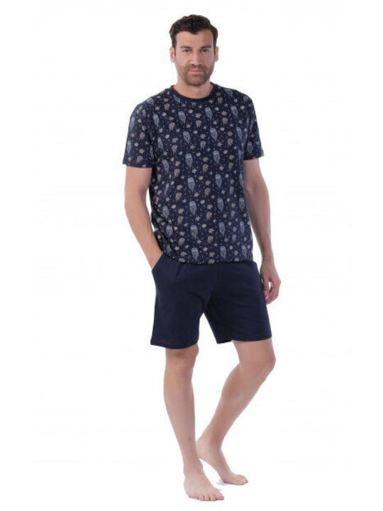 MEI Pijama de Vară pentru Bărbați Albastră