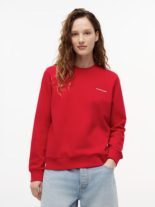 Tommy Hilfiger Logo Γυναικείο Φούτερ Κόκκινο