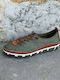 Leather Women's Moccasins in Khaki Colour