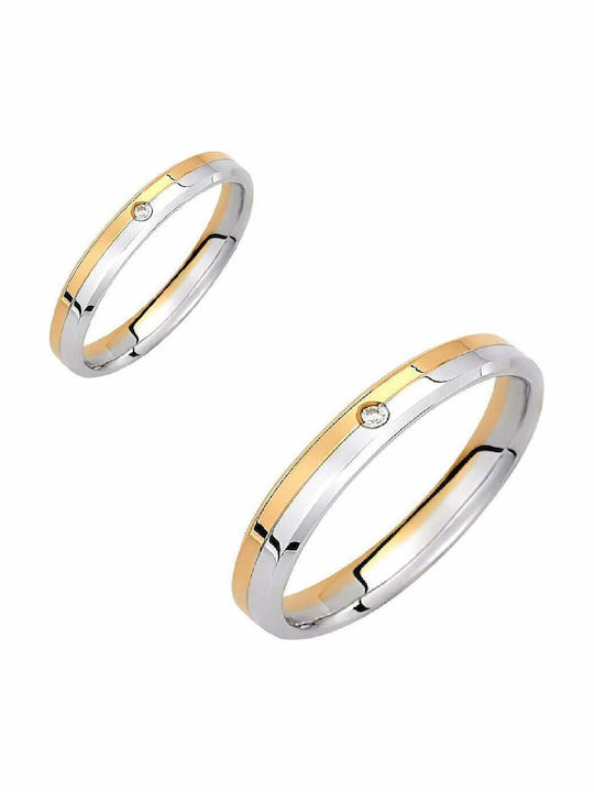 Ioannis Kosmima Bicolour 9K Wedding Rings Set with Zircon