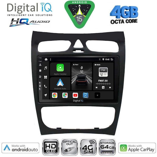 Digital IQ Car Audio System for Mercedes-Benz CLK Class 2000-2004 with Touch Screen 9" Bluetooth USB Wi-Fi GPS Apple CarPlay Android Auto Digital IQ BXK 19406 CPAA