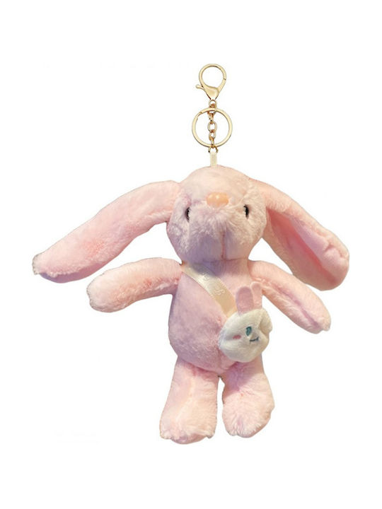 Ecarla Plush Fluffy Keychain Rabbit Pink Brl368r