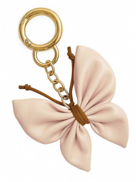 Ecarla Leather Keychain Butterfly Bow Cream Brl367k