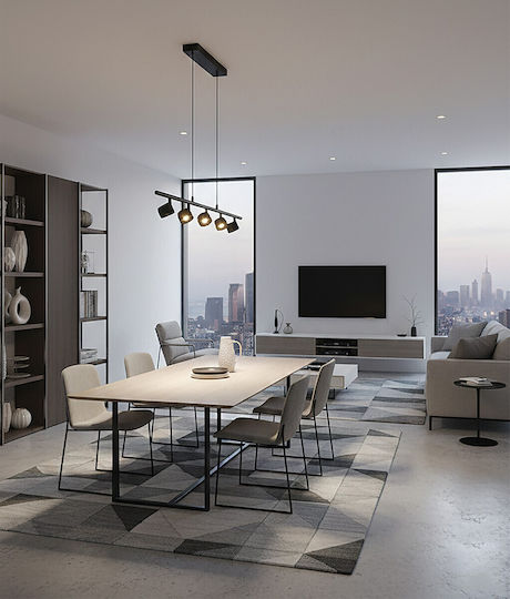 VK Lighting Κρεμαστό Φωτιστικό Μαύρο LED με Θερμό Λευκό Φως