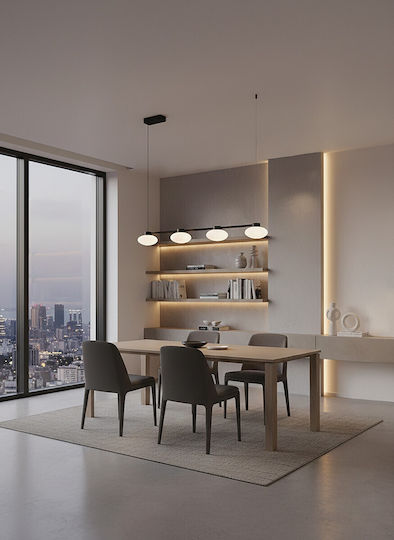 VK Lighting Κρεμαστό Φωτιστικό Μαύρο LED με Θερμό Λευκό Φως