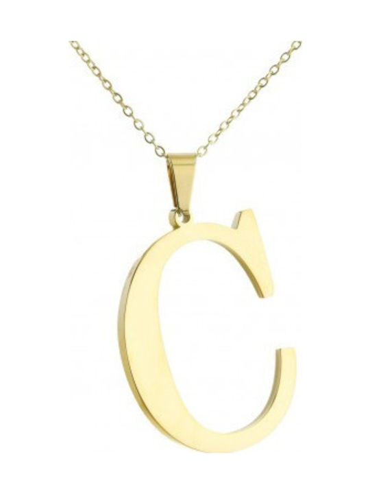 ecarla Monogramm Halskette C aus Vergoldetem Stahl
